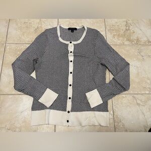 Ann Taylor Cardigan Sweater Womens Medium black and cream color size L